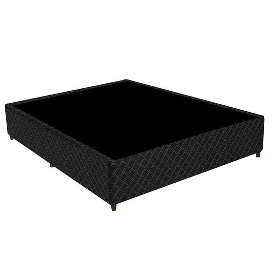 Base Box Poliéster Bordado Casal Gazin Preto 27x138x188 Menor preço em Base Box Poliéster Bordado Casal Gazin Preto 27x138x188