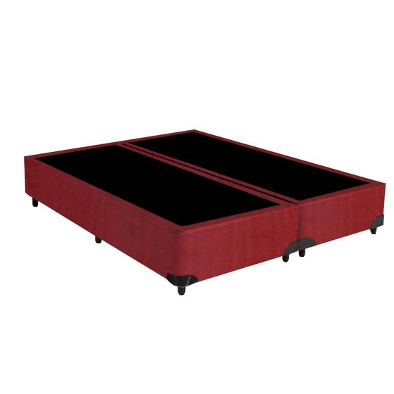 Imagem de Base Box Queen Bipartido SP Móveis Suede Vinho - 42x158x198