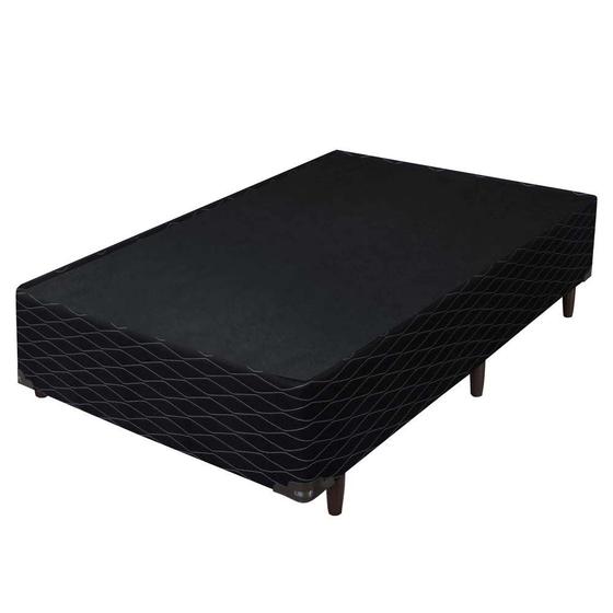 Imagem de Base Box Solteirão Suede Bordado Preto 100X198X40 Ortofirme