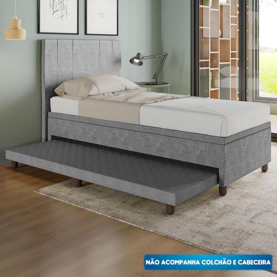 Imagem de Base Box Solteiro com Cama Auxiliar c/colchão conjugado Veludo - SkyBox