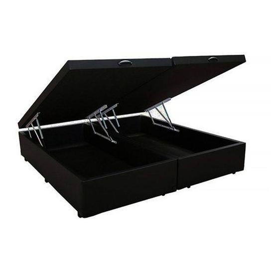 Imagem de Base Cama Box Baú Bipartido Queen Size Material Sintético Preto 43x158x198