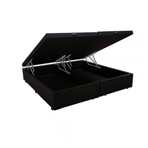 Imagem de Base Cama Box Baú Bipartido Queen Suede Preto 43x158x198