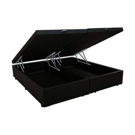 Imagem de Base Cama Box Baú Casal Bipartido Suede Preto Serra Negra 42x138x188