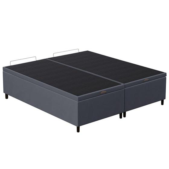 Imagem de Base Cama Box Baú Casal Queen 158cm Hit I02 Suede Cinza - Mpozenato