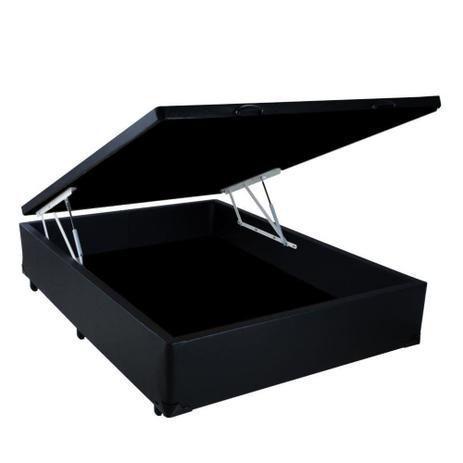 Imagem de Base Cama Box Baú Casal Sintético Preto Serra Negra 42x138x188