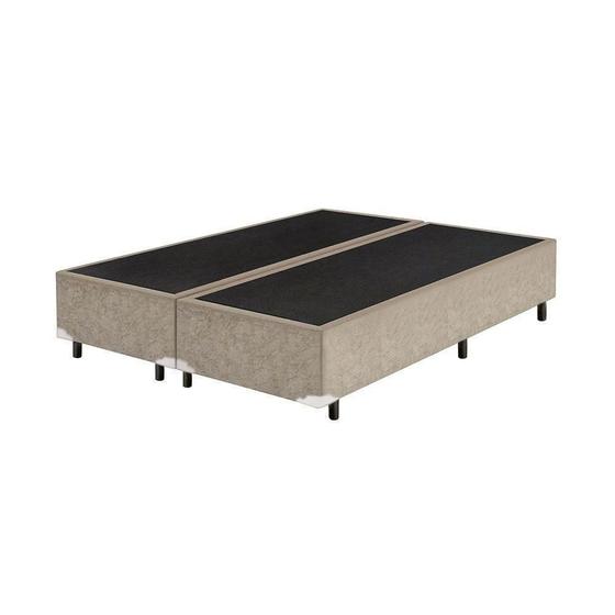 Imagem de Base Cama Box Bipartido Queen Size Suede Bege 40x158x198