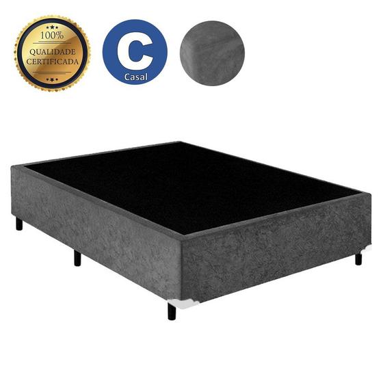 Imagem de Base Cama Box Casal 1,38 x 1,88 x 0,28 Suede Amassado Lobbox - Cinza