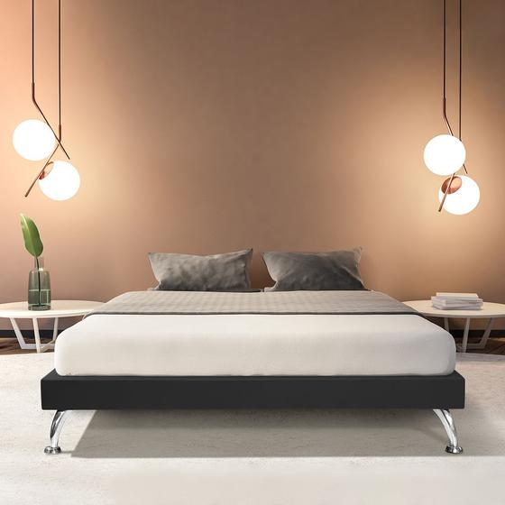 Base Cama Box Casal Japonesa 140cm em Veludo Preto Menor preço em Base Cama Box Casal Japonesa 140cm em Veludo Preto