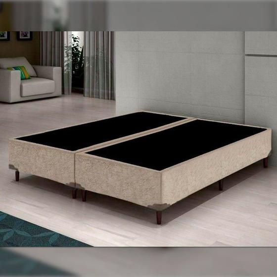 Base Cama Box Queen Bipartido 1,58 x 1,98 x 0,28 Suede Amassado Lobbox - Bege Menor preço em Base Cama Box Queen Bipartido 1,58 x 1,98 x 0,28 Suede Amassado Lobbox - Bege