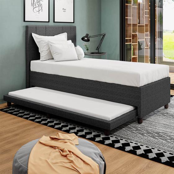 Base Cama Box Solteirão com Cama Auxiliar Linho - SkyBox Menor preço em Base Cama Box Solteirão com Cama Auxiliar Linho - SkyBox