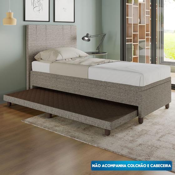 Imagem de Base Cama Box Solteirão com Cama Auxiliar Linho - SkyBox