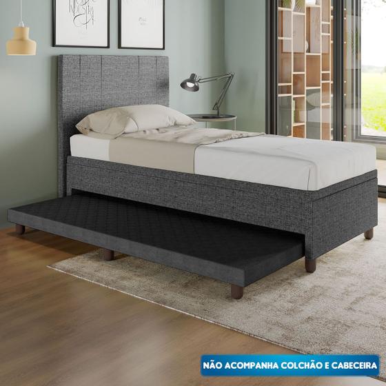 Imagem de Base Cama Box Solteirão com Cama Auxiliar Linho - SkyBox