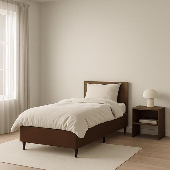 Imagem de Base Cama Box Solteiro 88x188x25 - Marrom Suede