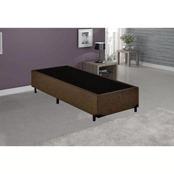 Imagem de Base Cama Box Solteiro 88x188x25 - Marrom Suede