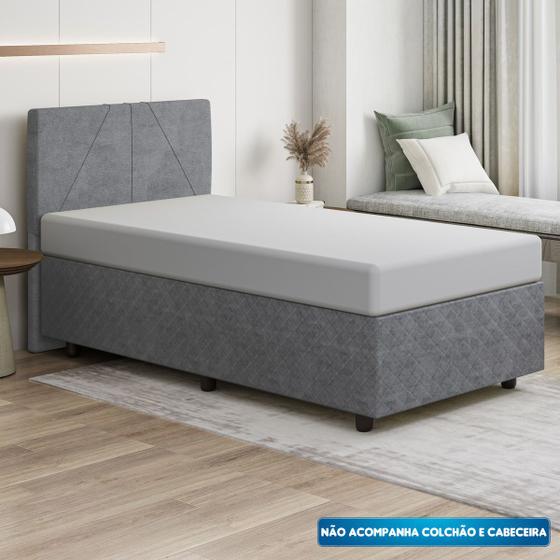 Imagem de Base Cama Box Solteiro Suede Bordado - SkyBox