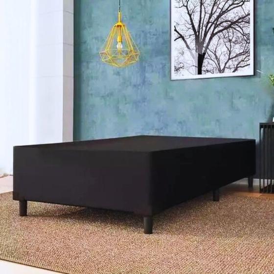 Imagem de Base Cama Box Solteiro Suede Preta 88x188x40 Antiderrapante