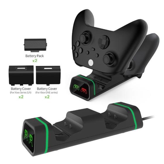 Imagem de Base Carregador Compatível com Controle Xbox Series S X 2 Baterias 800mah