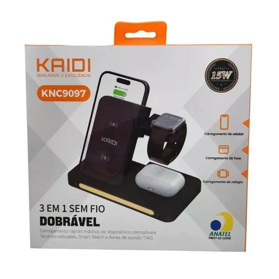 Imagem de Base Carregador Sem Fio Indução 3 Em 1 iPhone Watch Airpod