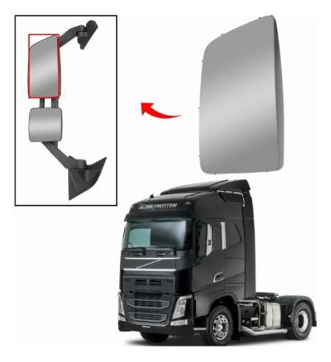 Imagem de Base com Vidro Espelho Retrovisor Auxiliar Volvo FH 2015/2022 - LD