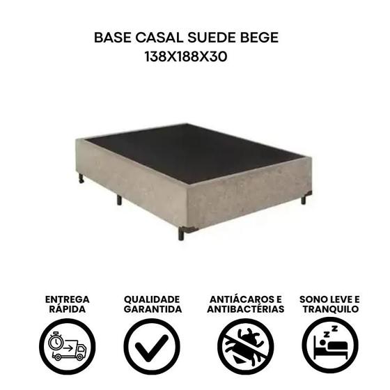 Imagem de Base de Cama Box Casal 138x188 Bege Suede