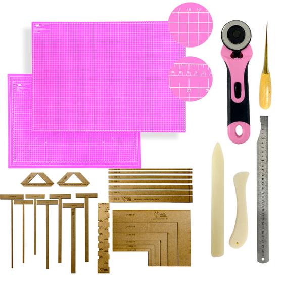 Imagem de Base de Corte A3 45x30 Mesa Apoio Placa Para Cortar Tecido Papel Kit Cartonagem Encadernação Esquadros Gabarito Scrapbook Cortador de Tecido Papel 45mm Dobradeira Agulhão