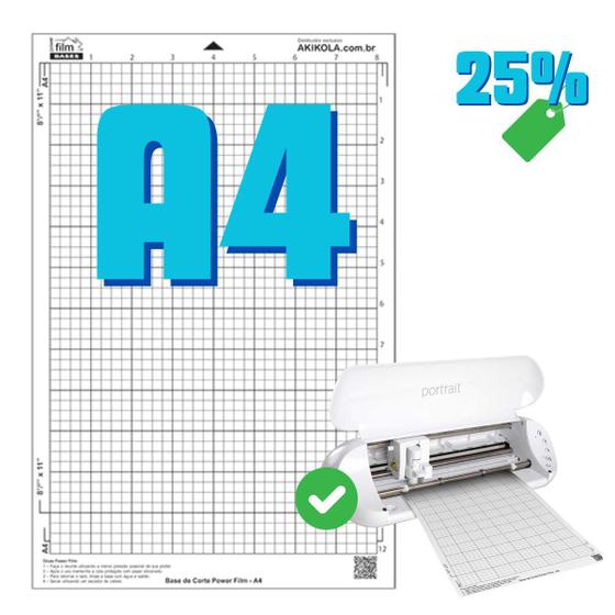 Imagem de Base de Corte A4 Transparente Para Silhouette Portrait, Portrait 2, 3 e 4 - Cameo, Cameo 2 e 3 - Com Cola