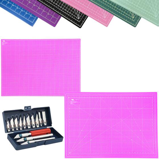 Imagem de Base de Corte Placa Grande A1 90x60 Dupla Face Auto Cura Para Mesa Bancada Kit Estilete Precisão Patchwork Artesanato