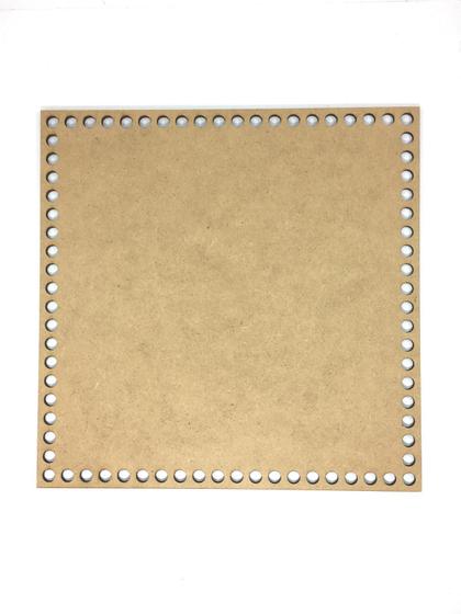 Imagem de Base De Crochê Quadrada Cesto Fio Malha 25 Cm Mdf 3 Mm