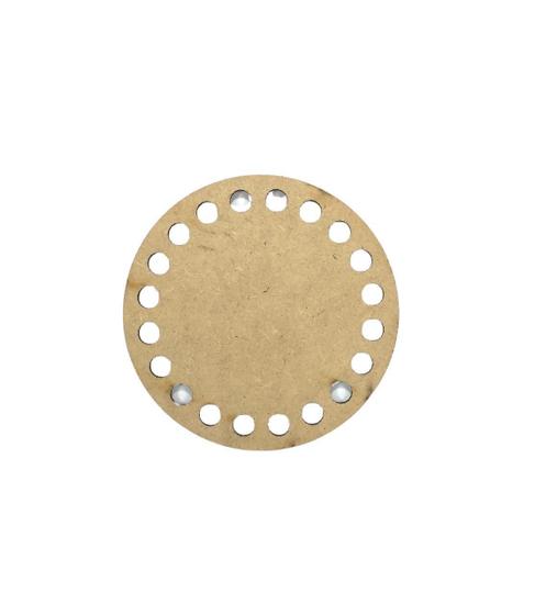 Imagem de Base De Crochê Redonda Cesto Fio Malha Mdf Cachepô - 10 Cm