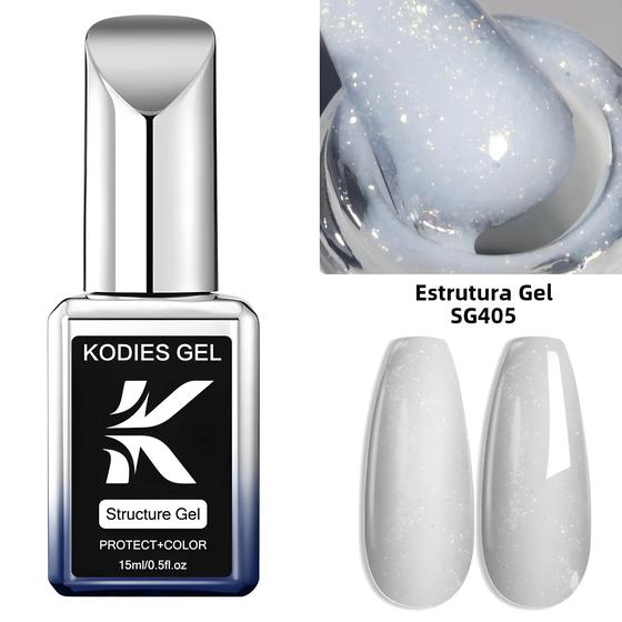 Imagem de Base de Gel para Unhas com Brilho Perolado - 15ml - Semipermanente UV Auto Nivelante