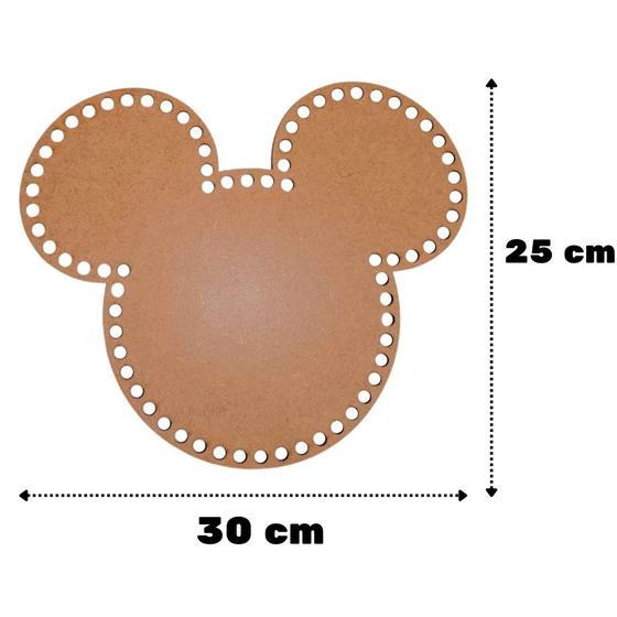 Imagem de Base de MDF Formato Mickey Mouse crochê/Fio de malha -