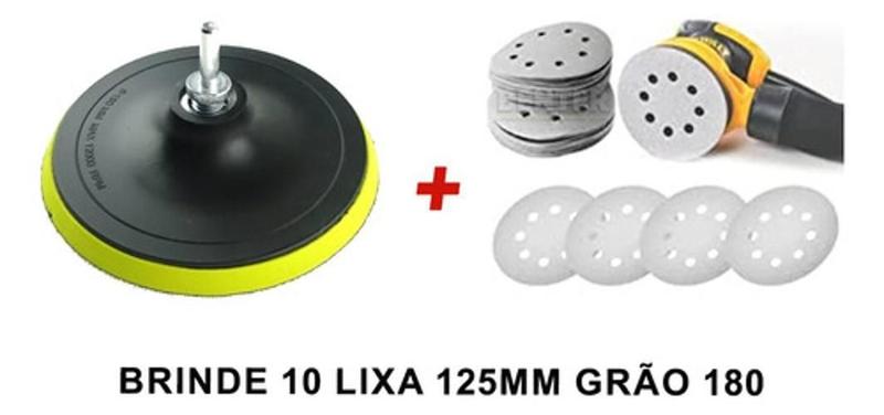 Imagem de Base Disco De Lixa Com tiras autocolantes 125Xm14 + Lixa 125 Grão180