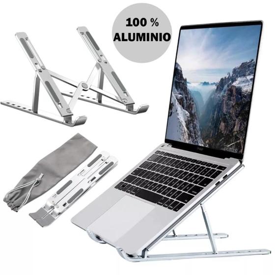 Imagem de Base Ergonômica Para Notebook, Aluminio Dobrável com Articulação