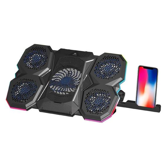 Base Gamer para Notebook C3Tech, RGB, Até 17.3, 5x Fan, Preto - NBC-300BK Menor preço em Base Gamer para Notebook C3Tech, RGB, Até 17.3, 5x Fan, Preto - NBC-300BK