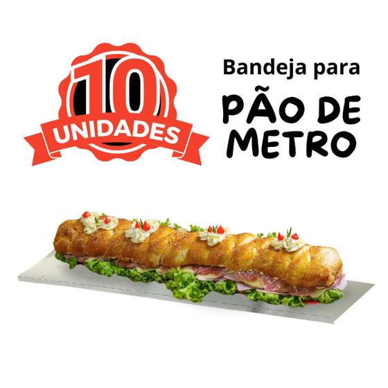 Imagem de Base Laminada Para Pão De Metro Sanduiche 78x13,5cm C/ 10 Un