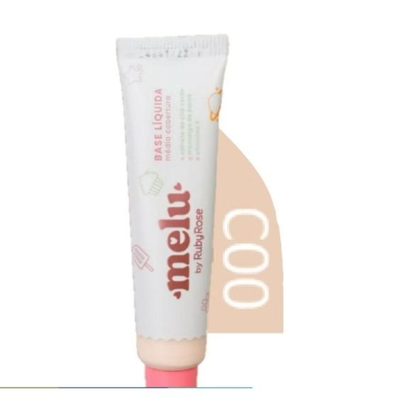 Imagem de Base Líquida Melu Ruby Rose  Cobertura Média & Efeito Matte  Cor Nude C000