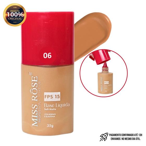 Imagem de Base Líquida Soft Matte da Miss Rose com FPS 15 Todas as Cores