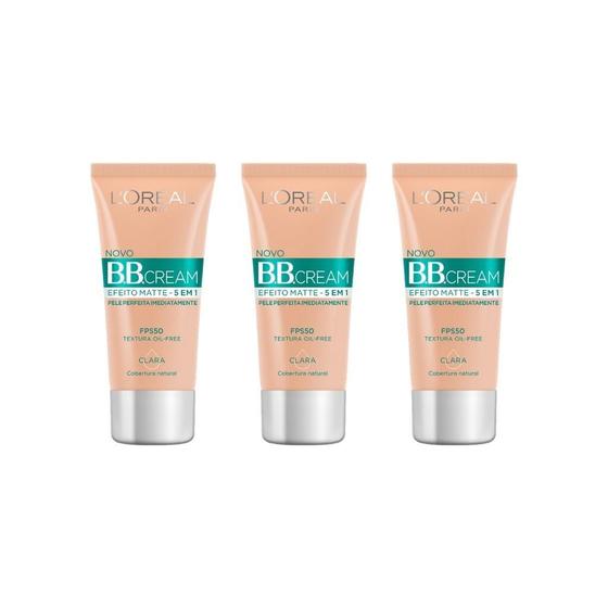 Imagem de Base Loreal Bb Cream 30Ml Matte Cor Clara-Kit C/3Un