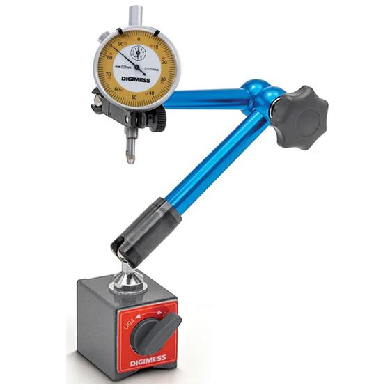 Imagem de Base Magnética Articulada Fixação Hidráulica + Relógio Comparador De 0 a 10 mm