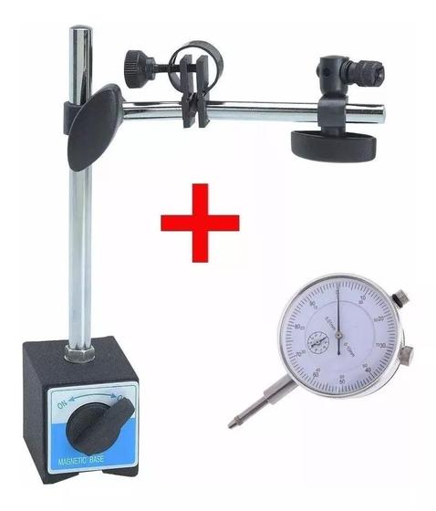 Imagem de Base Magnética Com Suporte 60 Kgf + Relogio Comparador