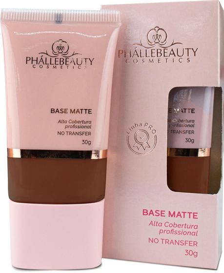 Imagem de Base Matte Alta Cobertura 30g PhalleBeauty + Pó Translucido PhalleBeauty