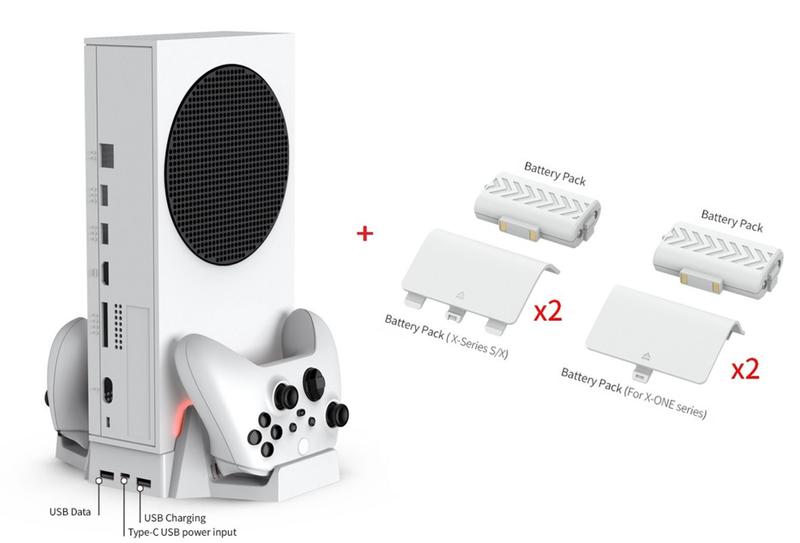 Imagem de Base Multiuso Compatível Com Xbox Series S Com Cooler + Carregador Duplo + 2 Baterias + 4 Tampas