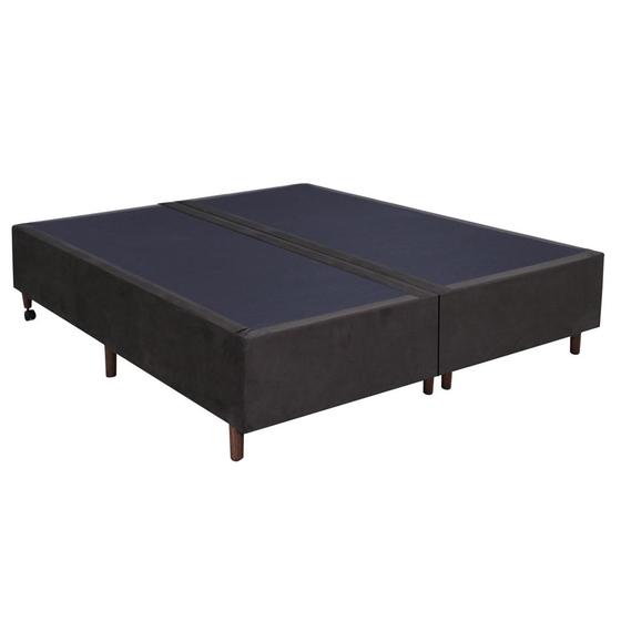 Imagem de Base Para Cama Box Casal Bipartido 158cm Suede Liso Love Story Hf Marrom- Gazin