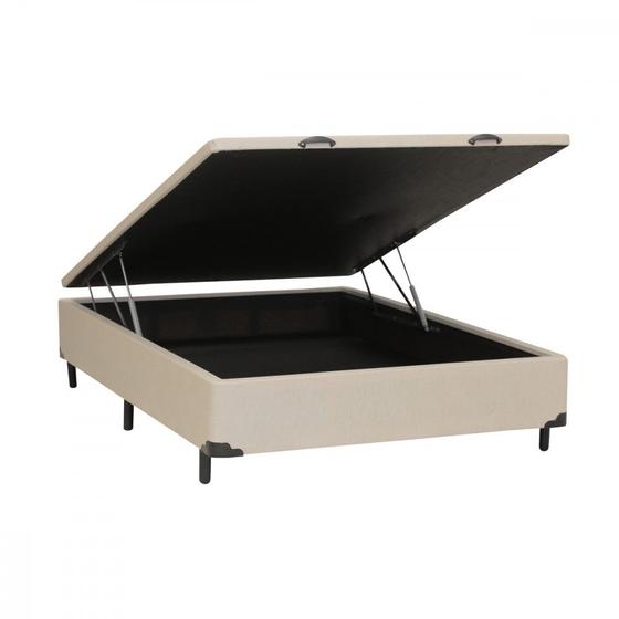 Imagem de Base para Cama Box Casal com Bau 138x188x30 material sintético Linho Areia Dancar