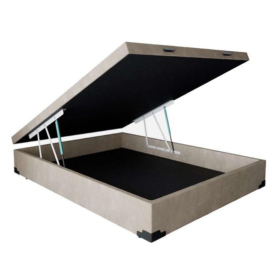 Base para Cama Box Casal Premium com Baú (45x138x188) Suede Pena Bege Menor preço em Base para Cama Box Casal Premium com Baú (45x138x188) Suede Pena Bege