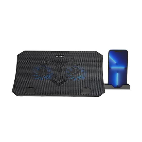Imagem de Base Para Notebook 15.6" C3Tech, Com Suporte de Celular, Led Azul, Preto - NBC-40BK
