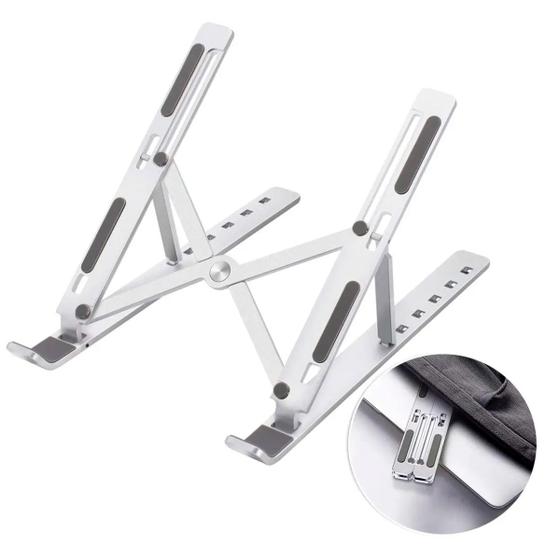 Imagem de Base Portátil Para Notebook Articulada Prateada E Ajustável