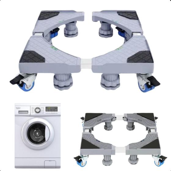 Imagem de Base Quadrada Ajustável com Rodinhas para Geladeira e Máquinas