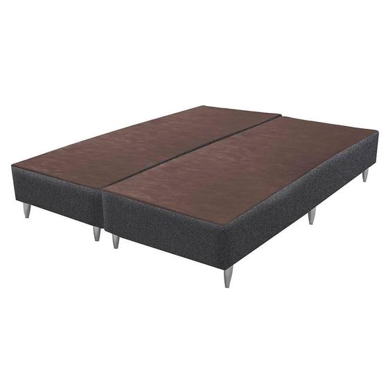 Imagem de Base Sommier de Cama Box Alta Linho Cinza King 186cm - 70692