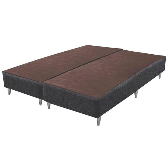 Imagem de Base Sommier de Cama Box Baixa Linho Cinza Super King 193cm - 70649